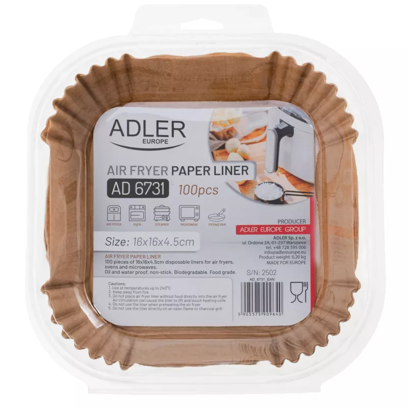 Pabervormid Adler AD 6731 16 cm pannidele, pakis 100 tk