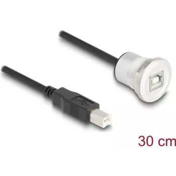DeLOCK 88182 USB-kaabel USB 2.0 0,3 m USB B Must Hõbedane