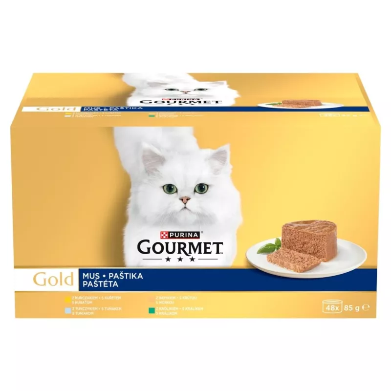 Märg kassitoit multipakend Purina Nestlé Gourmet Gold Mus Mix 48×85 g purki sorteeritud maitsetega