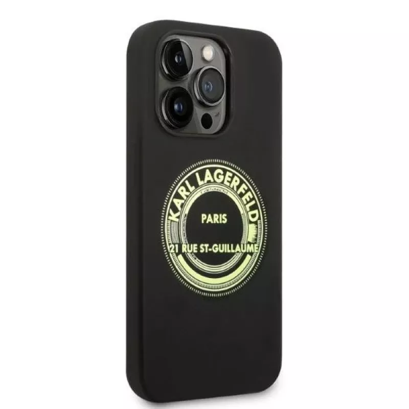 Karl Lagerfeld pehme silikoonkate RSG must Apple iPhone 14 Pro jaoks KLHCP14LSRSGRCK
