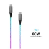 USB-C kuni USB-C laadimiskaabel FIXED FIXDLED-CC-RA PD-toega ja fikseeritud pikkusega, integreeritud vikerkaare LED