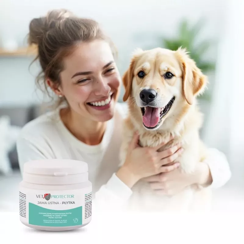 Suuhügieenipulber JM Sante Vet Protector 60 g koertele ja kassidele, toidulisand täiskasvanud lemmikloomadele