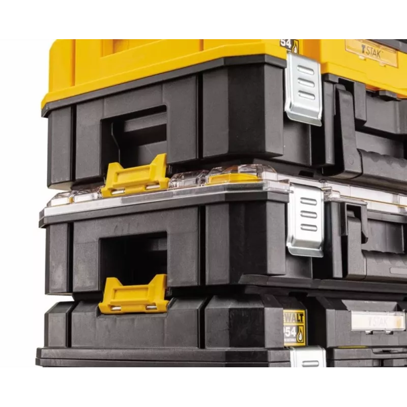 Tööriistakast DeWalt DWST83343-1 — alumiinium/plastik, veekindel, hingedega kaas, lukustatav, 1 sahtel, 440×333×323 mm