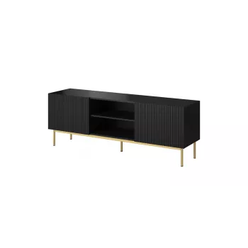 TV-kapp Cama PAFOS kuldsel terasraamil 150x40x60 cm matt must, puitlaastplaadist pealispind