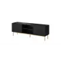 TV-kapp Cama PAFOS kuldsel terasraamil 150x40x60 cm matt must, puitlaastplaadist pealispind