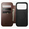 Mobiiltelefoni ümbris Nomad Modern Leather Folio iPhone 17 Pro jaoks, nahk/alumiinium, 16 cm (6,3 tolli) pruun, 4 kaarditaskut