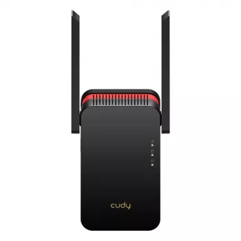 Wi‑Fi signaalivõimendi Cudy RE3000 2400–5000 MHz, 802.11ax/ac/n/g/b/a, Ethernet 100 Mbps, välisantenn, must/punane