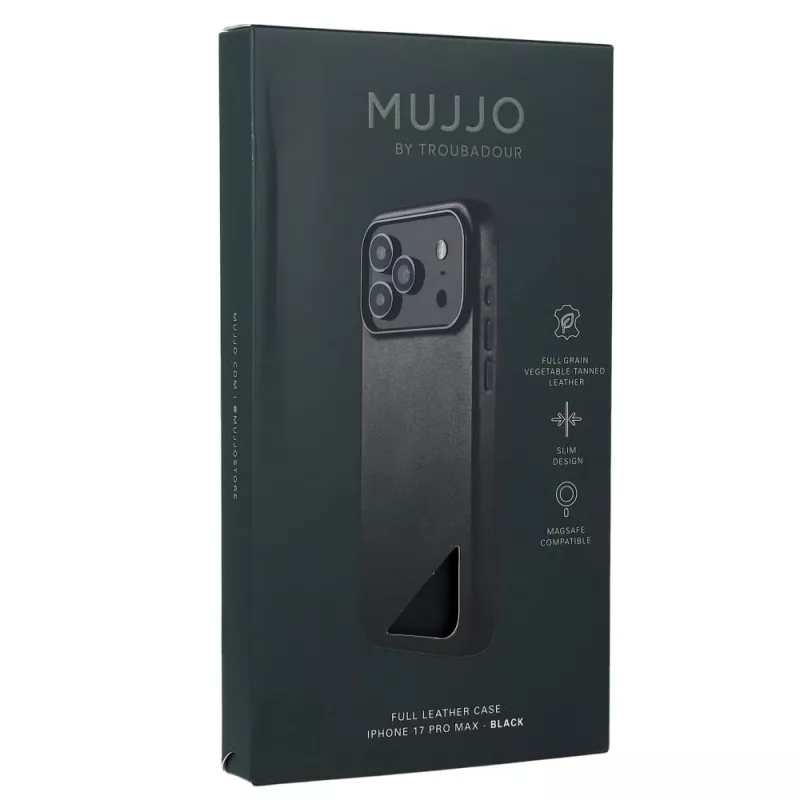 Mujjo Full Leather Case ümbris iPhone 17 Pro Max must