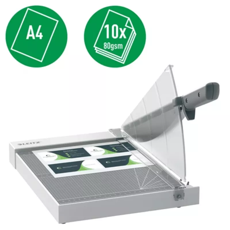 Leitz Precision Home Office paberilõikur A4, 10 lehte, käsitsiklambriga, roostevaba teras, A4, 80 g/m², antratsiit