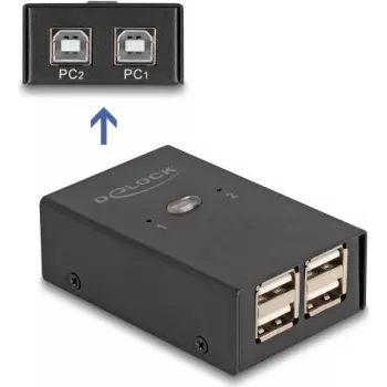 DeLOCK USB 2.0 lüliti 2 arvutilt 4 seadmele must 0,48 Gbit/s
