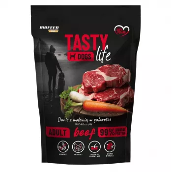 BIOFEED Tasty Dogs Life Beef 90 % märgtoit koertele, kotike 500 g