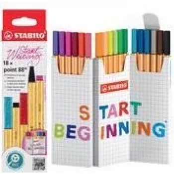 STABILO Fineliner point 88 18 värvi peen ots mitmevärviline