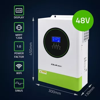Hübriidne päikeseinverter QOLTEC 53861 6,2kVA 6,2kW