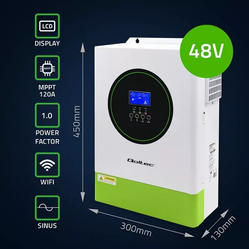 Hübriidne päikeseinverter QOLTEC 53861 6,2kVA 6,2kW