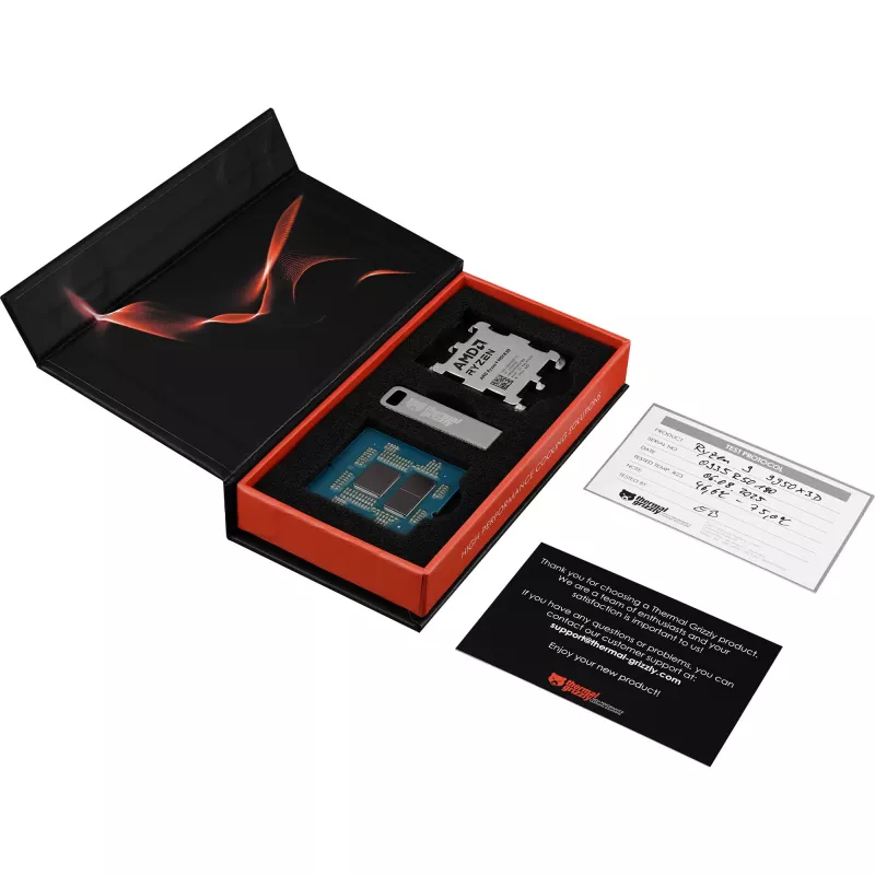 Thermal Grizzly delidded AMD Ryzen 7 9800X3D karbis protsessor ettevalmistatuna otsekontaktiga jahutusradiaatoritele
