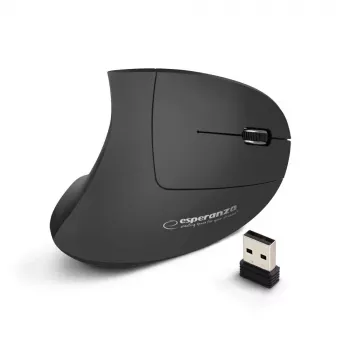 Juhtmevaba hiir ESPERANZA EM133 — ergonoomiline paremakäeline, 1600 DPI, 6 nuppu, 2,4 GHz USB-nanovastuvõtja, 10 m ulatus, must