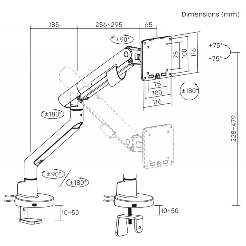 ART gaasiga lauahoidik 1 LCD/LED monitorile