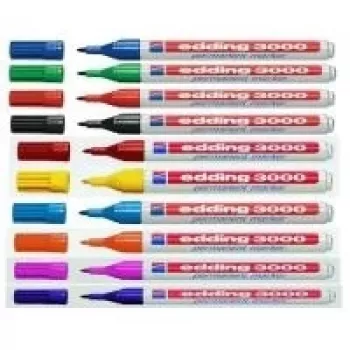 Püsiv marker Edding 3000 must sinine roheline punane 4 tk
