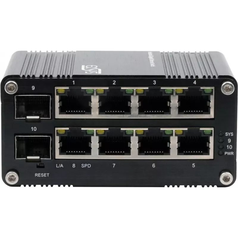Hallatav Gigabit-lüliti Exsys EX-62035M-SFP — 8 Gigabit RJ45 + 2 SFP-porti, veebihaldusega