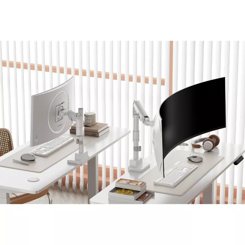 Monitor mount DIGITUS Single, clamp, 57 inch max, 27 kg capacity, VESA 75x75–100x100, Valge