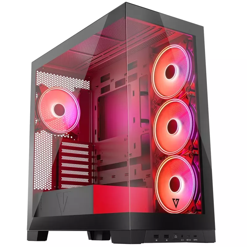 PC-korpus MODECOM Volcano SPACE APEX ARGB Midi Tower, karastatud klaas, USB-C, toetab ATX/microATX/Mini-ITX, GPU kuni 430 mm, CPU jahuti kuni 180 mm