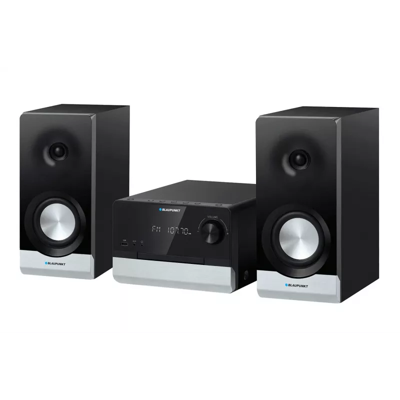 Kodune helimikrosüsteem BLAUPUNKT MS40.2BT — 2×50 W RMS, Bluetooth, CD, USB, HDMI ARC, optiline sisend, LED-ekraan (must)