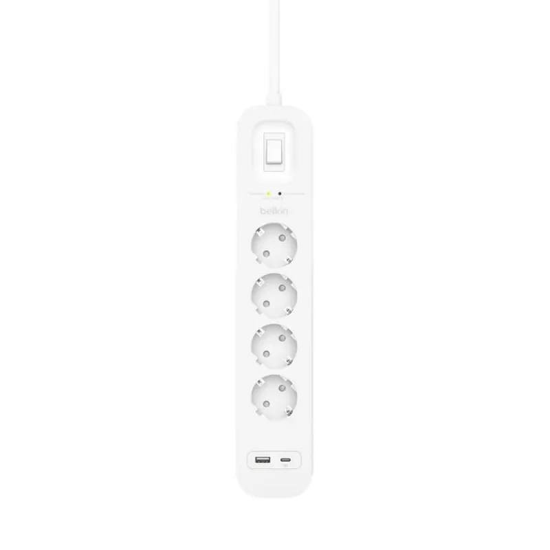 Liigpingekaitse Belkin SRB001VF2M-V2 — 4 pistikupesa, USB-C ja USB-A pordid, 2 m kaabel