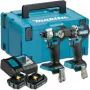 Juhtmeta puur- ja löökkruvikeeraja komplekt Makita DDF487 ja DTD157 18V Li‑Ion 2×2,0Ah (DLX2423AJ)