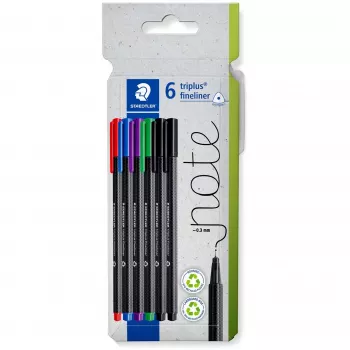 Fineliner Staedtler 334 C6 Must Sinine Roheline Punane Violetne 5 tk