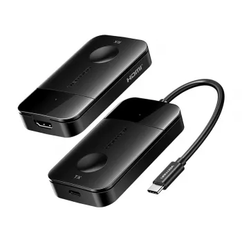 USB-C–HDMI juhtmevaba saatja/vastuvõtja Vention ADOBB — 4K@30Hz, 1×HDMI, USB-C kaabel 1 m, must