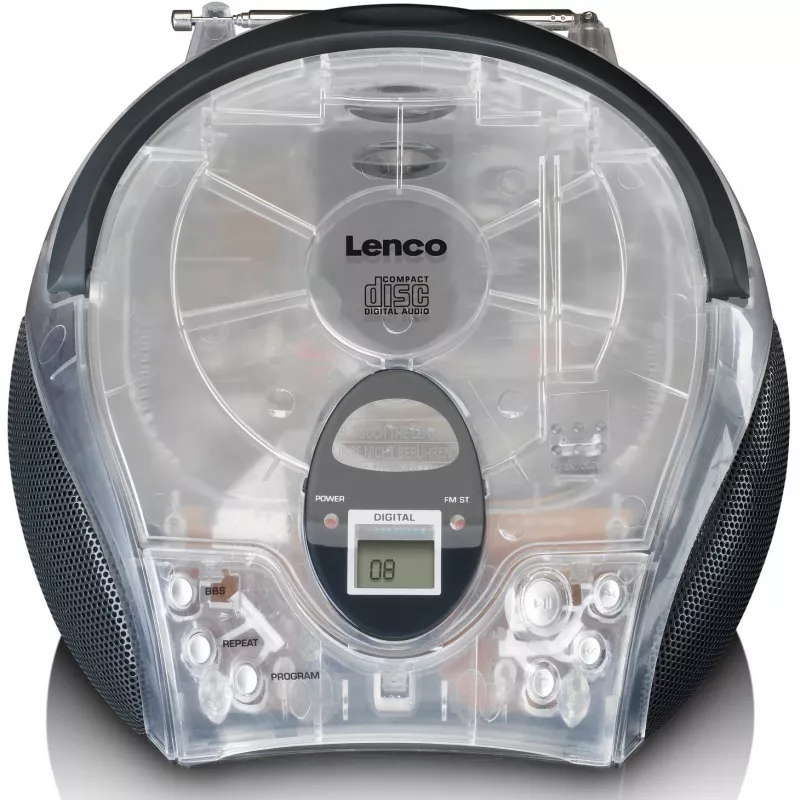Kaasaskantav raadio ja CD-mängija Lenco SCD-24TR — FM, 4W väljund, LCD, teleskoopantenn, vahelduvvool/alalisvool, 6×C patareid