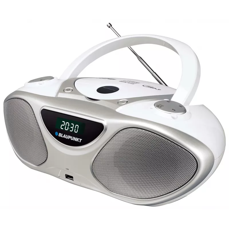 CD-salvesti BLAUPUNKT BB14WH — CD-salvesti MP3-esitusega, USB, LCD, kell, 2x1 W kõlarid, hõbe/valge