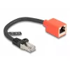 DeLOCK RJ45 seadmekaitseadapter Cat.6A S/FTP 20 cm must punane