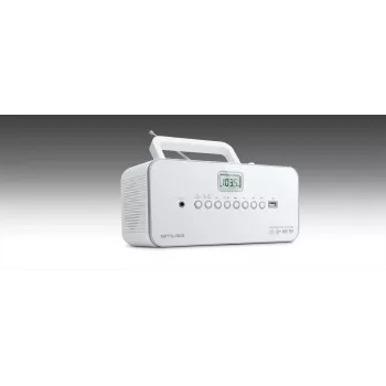 Kantav stereosüsteem Muse M-28RDW — CD/MP3-mängija, FM/MW-tuuner, 3 W RMS, valge, 1,4 kg