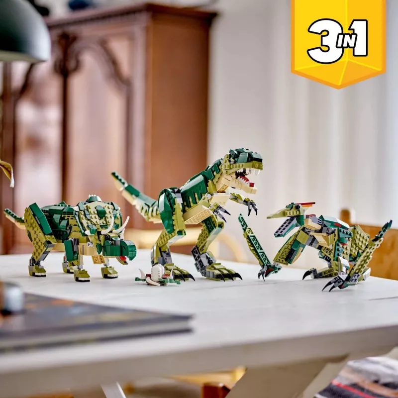 Ehituskomplekt LEGO Creator 3-in-1 T.Rex ehitatav mudelikomplekt, 626 tk, 150 mm kõrgus, vanus 9+