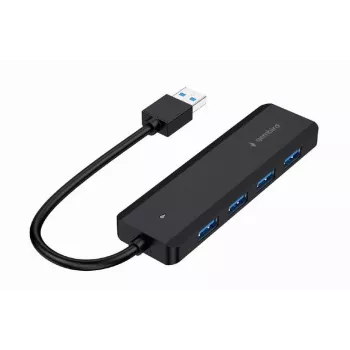 USB-jaotur Gembird 4-pordiline USB 3.1 (Gen 1) — 4 porti, USB 3.2 Gen 1 Type-A, 5V/2.1A, 109×30×10 mm, must