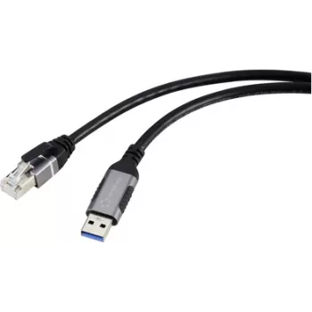 Renkforce USB, võrguadapteri kaabel [1x USB 3.2 Gen 1 A-pistik (USB 3.0) - 1x RJ45-pistik] 1,80 m Alumiiniumpistik (RF-6055784)