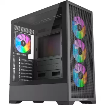PC korpus Silentware Core 100 A-RGB Must — mudel CORE100Must, A-RGB valgustus, kesktorni vormitegur