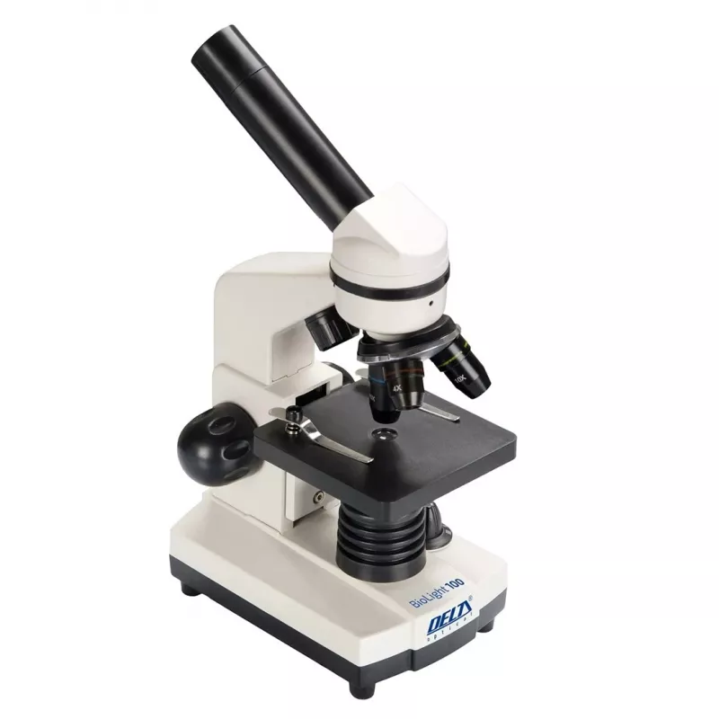 Deltaoptical DO-3210 liitoptiline mikroskoop — monokulaarne, 3 akromaatilist objektiivi, LED-valgustus, 40–400×, 45° kaldega pööratav pea
