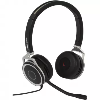 Juhtmega kahepoolne äri peakomplekt Plusonic 15.2P USB ja 3,5 mm ühendustega, mudel 6208-15.2P