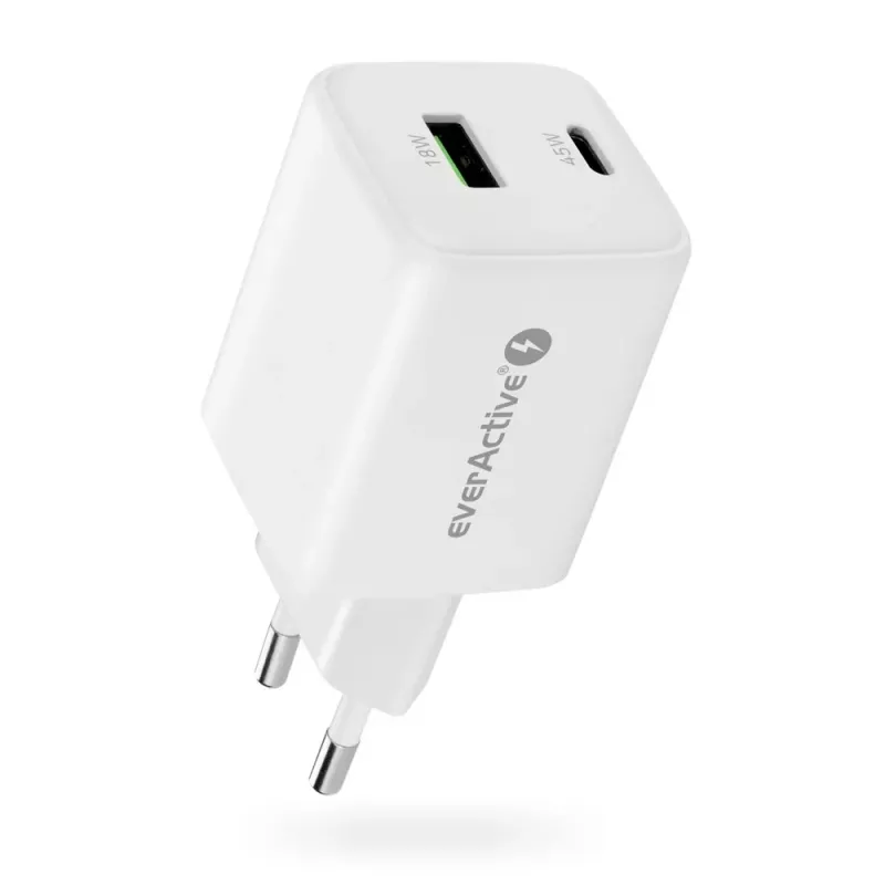 Seinalaadija everActive SC-450Q 45W 1×USB-C 1×USB-A valge
