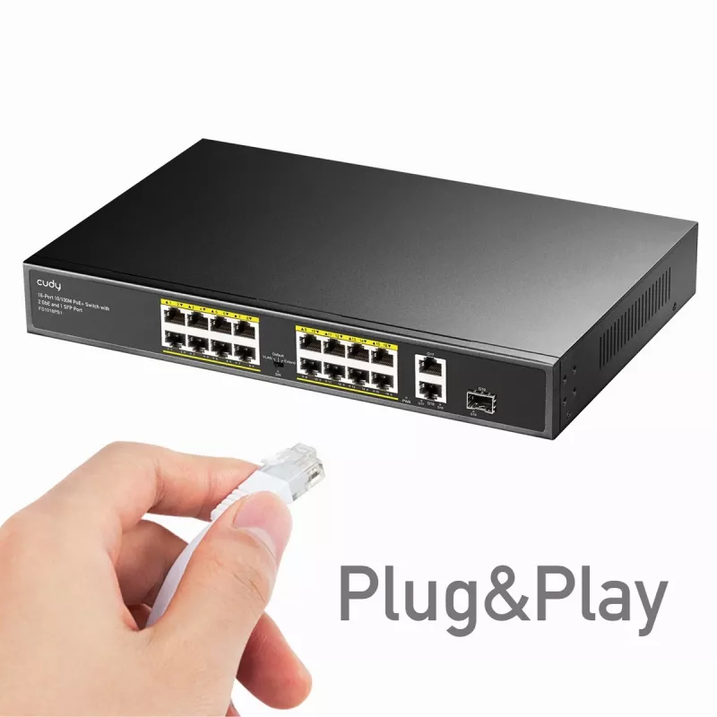 Cudy FS1018PS1 võrgulüliti 18 Fast Etherneti porti PoE-ga