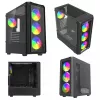 PC kuubikujuline korpus SAVIO Noctis Glass RGB — must, ATX/Micro-ATX, 210×410×450 mm, 3×120 mm esiventilaatorid