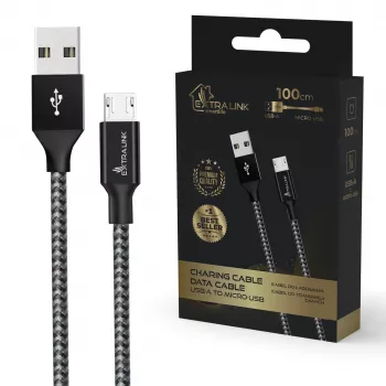 Laadimiskaabel Extralink Smart Life 15W USB-A mikroUSB-le 100 cm PVC 5V 2.4A must