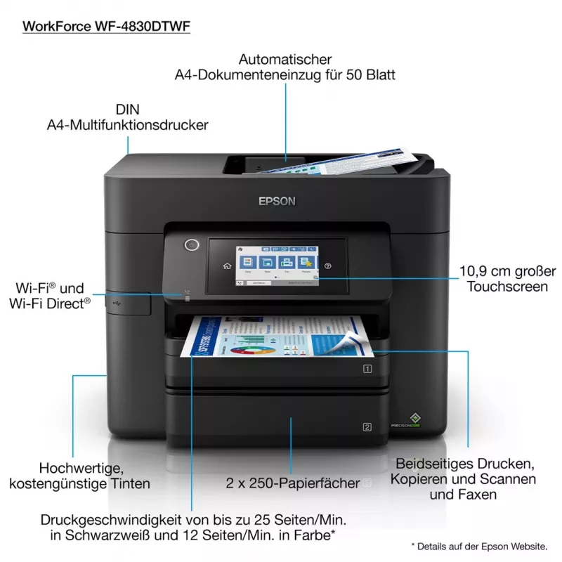 Epson WorkForce Pro WF-4830DTWF tindiprinter A4 4800 x 2400 DPI 36 lk/min Wi-Fi