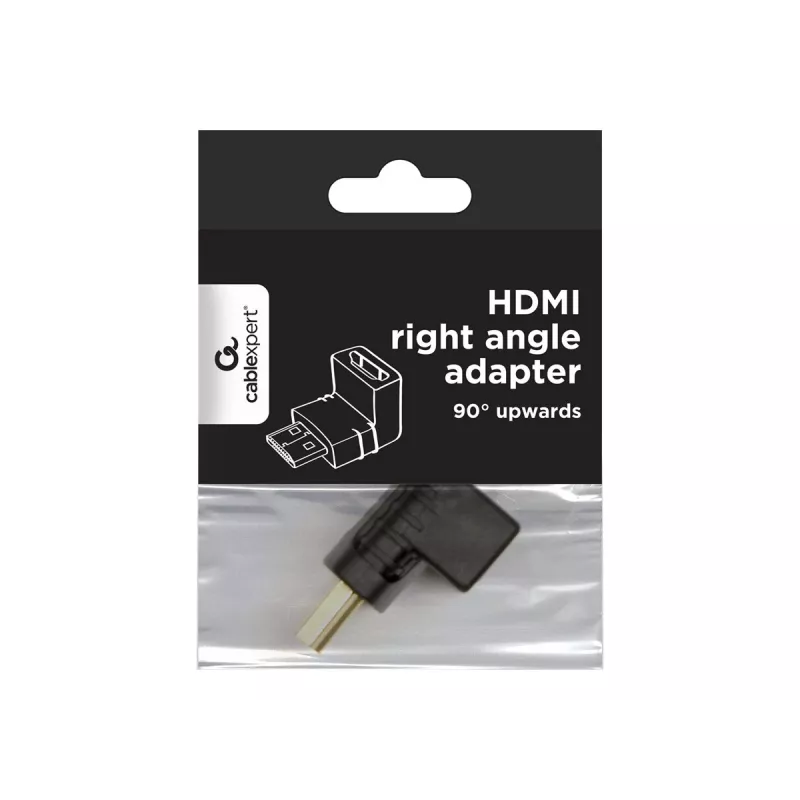 HDMI soovahetaja GEMBIRD A-HDMI90-FML, HDMI HDMI-ks, 90° nurgaadapter, must