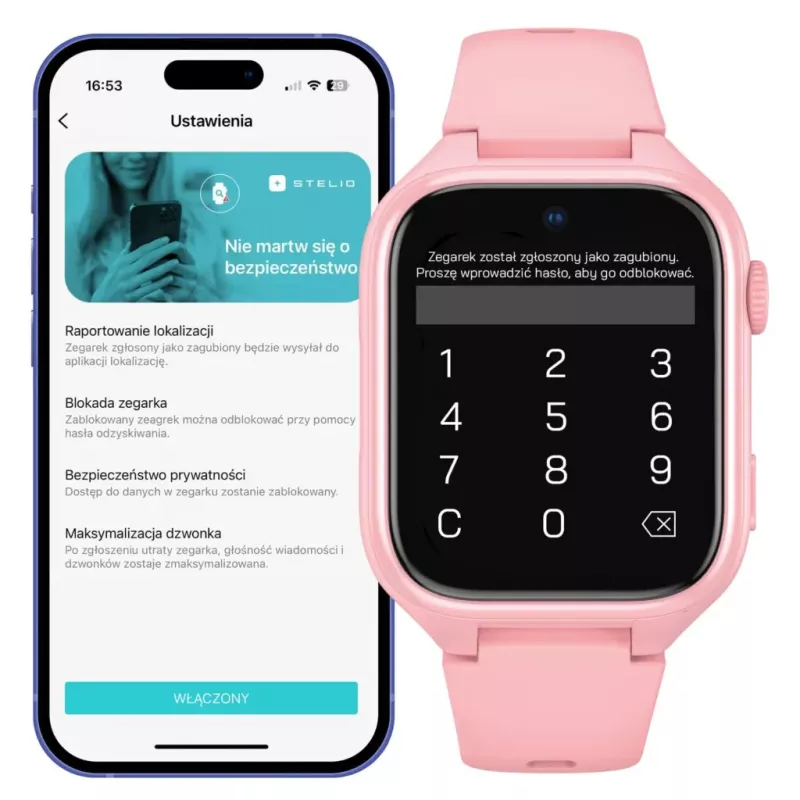 Nutikell Stelio Junior Pro AI 4G ST-SWJ102-PK — laste 4G kell, roosa