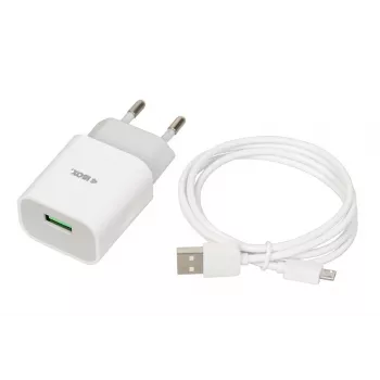 Laadija iBOX C-41 USB 2A, 1 USB-port, microUSB-kaabel, valge