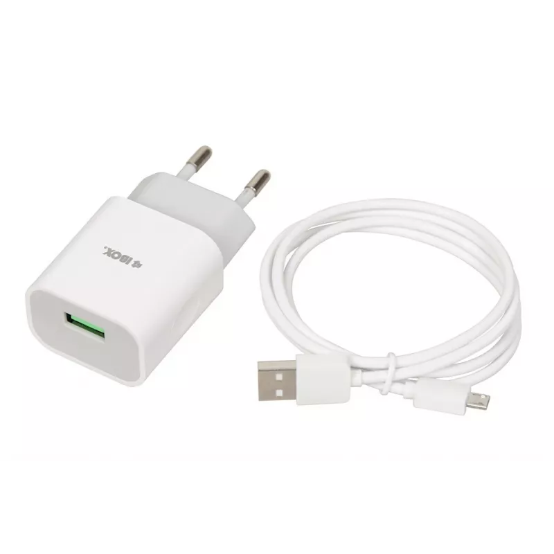 Laadija iBOX C-41 USB 2A, 1 USB-port, microUSB-kaabel, valge