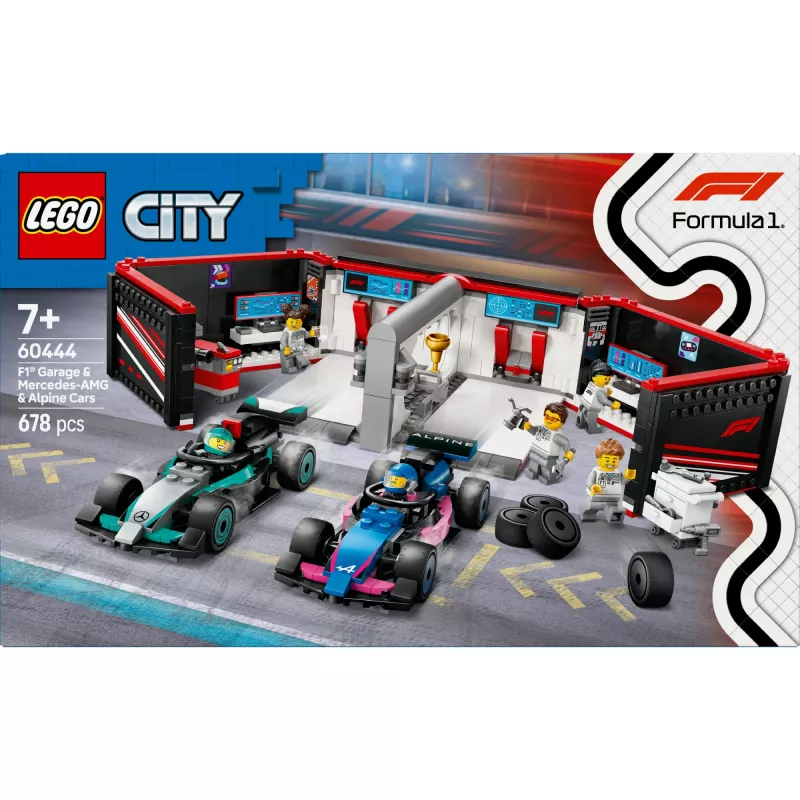LEGO CITY 60444 F1 Garaaž ning Mercedes-AMG ja Alpine autod